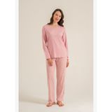 Pierre Cardin Kadın Have A Super Day Pembe Uzun Kol Pijama Takım PC9294-S-V1 PC9294-S-V1