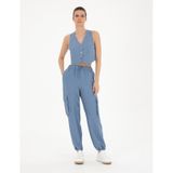 Pierre Cardin Kadın İndigo Pantolon (Kanvas-Chino) 50284519-VR028