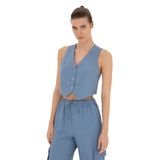 Pierre Cardin Kadın İndigo Yelek (Dokuma) 50288563-VR028