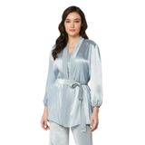Pierre Cardin Kadın Kadife Saten 3'lü Crop'lu Pijama Takımı, Mist, M Beden