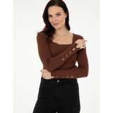 Pierre Cardin Kadın Kahverengi Ex. Slim Fit Kazak 50297478-VR029