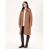 Pierre Cardin Kadın Kahverengi Kapüşonlu Kapitone Mont 50297299-VR015 - 40 - Camel