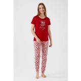 Pierre Cardin Kadın Kırmızı Kısa Kol Pijama Takım 8611