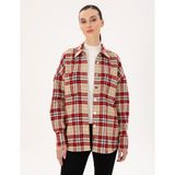 Pierre Cardin Kadın Kırmızı Oversize Uzun Kollu Gömlek 50292294-VR030 - 38