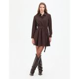 Pierre Cardin Kadın Koyu Kahverengi Comfort Fit Dokuma Elbise 50318786-VR084 - 36