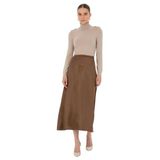 Pierre Cardin Kadın Koyu Kahverengi Etek (Dokuma) 50318241-VR084