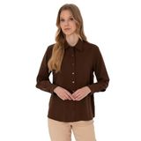 Pierre Cardin Kadın Koyu Kahverengi Gömlek Desenli 50318219-VR084