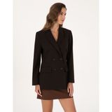 Pierre Cardin Kadın Koyu Kahverengi Regular Fit Kruvaze Ceket 50318351-VR084 - Dropsuz - 40