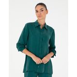 Pierre Cardin Kadın Koyu Yeşil Comfort Fit Uzun Kollu Gömlek 50292279-VR079 - 34