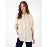 Pierre Cardin Kadın Krem Oversize Uzun Kollu Gömlek 50311567-VR071 - 40