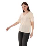 Pierre Cardin Kadın Krem Tişört 50301492-VR071
