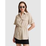 Pierre Cardin Kadın Kum Comfort Fit Kısa Kollu Gömlek 50320359-VR085 - 40