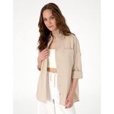 Pierre Cardin Kadın Kum Oversize Uzun Kollu Gömlek 50313596-VR085 - 40