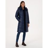 Pierre Cardin Kadın Lacivert Çıkarılabilir Kapüşonlu Kapitone Uzun Mont 50314165-VR033 - 36