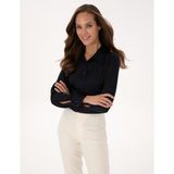 Pierre Cardin Kadın Lacivert Comfort Fit Uzun Kollu Gömlek 50318218-VR033 - 42