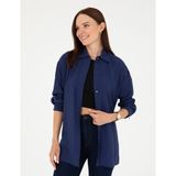 Pierre Cardin Kadın Lacivert Oversize Uzun Kollu Gömlek 50284899-VR033 - 38