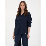 Pierre Cardin Kadın Lacivert Oversize Uzun Kollu Gömlek 50301069-VR033 - 36