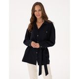 Pierre Cardin Kadın Lacivert Oversize Uzun Kollu Gömlek 50314120-VR033 - 42