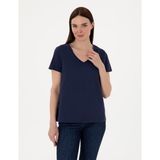 Pierre Cardin Kadın Lacivert Regular Fit V Yaka Basic Tişört 50305749-VR033 - XS