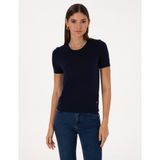 Pierre Cardin Kadın Lacivert Slim Fit Triko Tişört 50316341-VR033