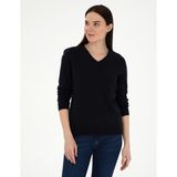 Pierre Cardin Kadın Lacivert Slim Fit V Yaka Basic Kazak 50300803-VR033 - XL