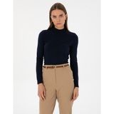 Pierre Cardin Kadın Lacivert Slim Fit Yarım Balıkçı Yaka Basic Kazak 50315768-VR033