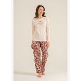 Pierre Cardin Kadın Leaves Krem Uzun Kol Pijama Takım PC9263-S-V1 PC9263-S-V1