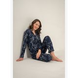 Pierre Cardin Kadın Leaves Lacivert Gömlek Pijama Takımı PC9259-S-V1 PC9259-S-V1