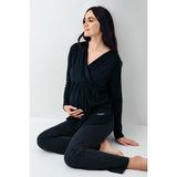 Pierre Cardin Kadın Lohusa Pijama Takımı %50 Pamuk %50 Modal Lacivert Baskılı Desenli M Beden 9094-S