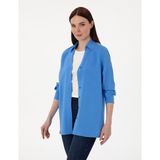 Pierre Cardin Kadın Mavi Comfort Fit Uzun Kollu Gömlek 50311566-VR036 - 38