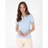 Pierre Cardin Kadın Mavi Regular Fit Pamuklu Polo Yaka Basic Tişört 50305776-VR248 - Bulut Mavisi - XL