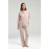 Pierre Cardin Kadın Modal Pamuk Çizgili Önden Düğmeli Uzun Kollu 4 Mevsimlik Kutulu Pijama Takım