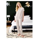 Pierre Cardin Kadın Modal & Pamuk Gömlek Pijama Takımı, Kısa Kollu, Krem, XL