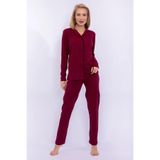 Pierre Cardin Kadın Modal Uzun Kollu Önden Düğmeli Pijama Takımı, Bordo, M Beden