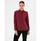 Pierre Cardin Kadın Mürdüm Modal Karışımlı Regular Fit Uzun Kollu Gömlek 50318195-VR074 - 42