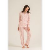Pierre Cardin Kadın Pamuklu Flowers Pembe Gömlek Pijama Takımı PC9271-S-V2 PC9271-S-V2