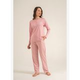 Pierre Cardin Kadın Pamuklu Sweet Sunday Pembe Uzun Kol Pijama Takım PC9295-S-V1 PC9295-S-V1