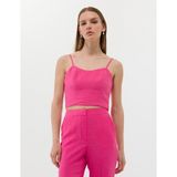 Pierre Cardin Kadın Pembe Crop Top Kolsuz Bluz 50269351-VR023 - 40 - Fuşya