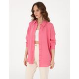 Pierre Cardin Kadın Pembe Oversize Uzun Kollu %100 Keten Gömlek 50301078-VR041 - 36