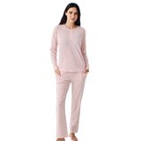Pierre Cardin Kadın Pembe Pijama Takımı, Uzun Kol, Açık Paça, Regular Kalıp, Çift Cepli,%50 Pamuk%50 Modal, M Beden