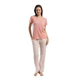 Pierre Cardin Kadın Pembe Pijama Takımı, V Yaka, Kısa Kollu, L Beden