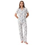 Pierre Cardin Kadın Pijama Takımı, Beyaz, Gömlek Yaka, Kısa Kol, S Beden