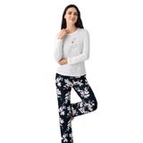 Pierre Cardin Kadın Pijama Takımı, Beyaz, Uzun Kol, Açık Paça, L Beden