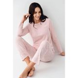 Pierre Cardin Kadın Pijama Takımı, Bisiklet Yaka, Uzun Kollu, Pembe, L Beden