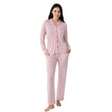 Pierre Cardin Kadın Pijama Takımı, Bordo, Çizgili, Uzun Kol, S Beden