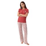 Pierre Cardin Kadın Pijama Takımı, Bordo, Kısa Kollu, Bisiklet Yaka, S Beden