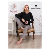Pierre Cardin Kadın Pijama Takımı, Çizgili Pamuklu Modal Karışım, Siyah, L Beden