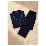 Pierre Cardin Kadın Pijama Takımı, Gömlek Yaka Düğmeli, Modal Pamuklu, Lacivert, S