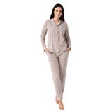 Pierre Cardin Kadın Pijama Takımı, Kahverengi, XL Beden, Uzun Kol,%50 Pamuk%50 Modal