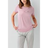 Pierre Cardin Kadın Pijama Takımı, Kısa Kol, Kaprili, Çizgili, Pembe, M Beden